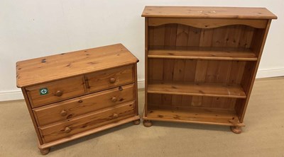 Lot 745 - A pine bookcase with two shelves, 98 x 84 x...