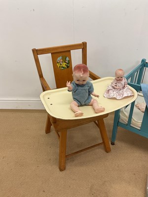 Lot 75 - A child's lowchair and a doll's cot, together...