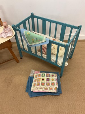Lot 75 - A child's lowchair and a doll's cot, together...