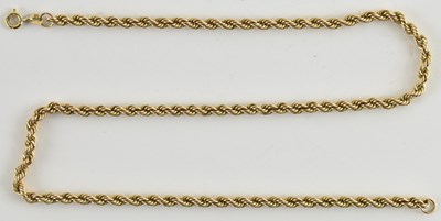 Lot 1286 - A 9ct gold rope twist necklace with hoop...