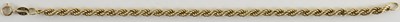 Lot 1350 - A 9ct gold rope twist bracelet with hoop...