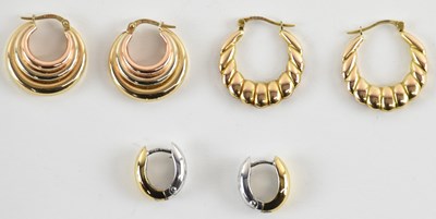Lot 1304 - Three pairs of earrings comprising two pairs...