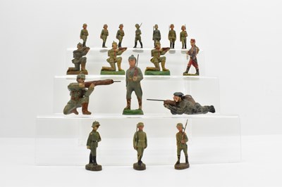 Lot 503 - ELASTOLIN; seventeen WWI composite toy...