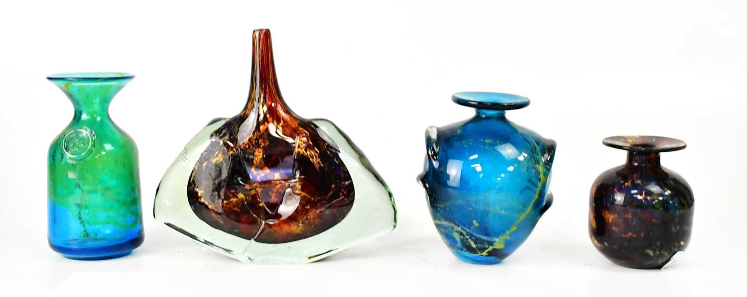 Lot 578 - MDINA; four glass vases comprising a fish axe...