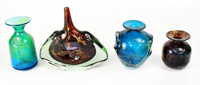Lot 578 - MDINA; four glass vases comprising a fish axe...