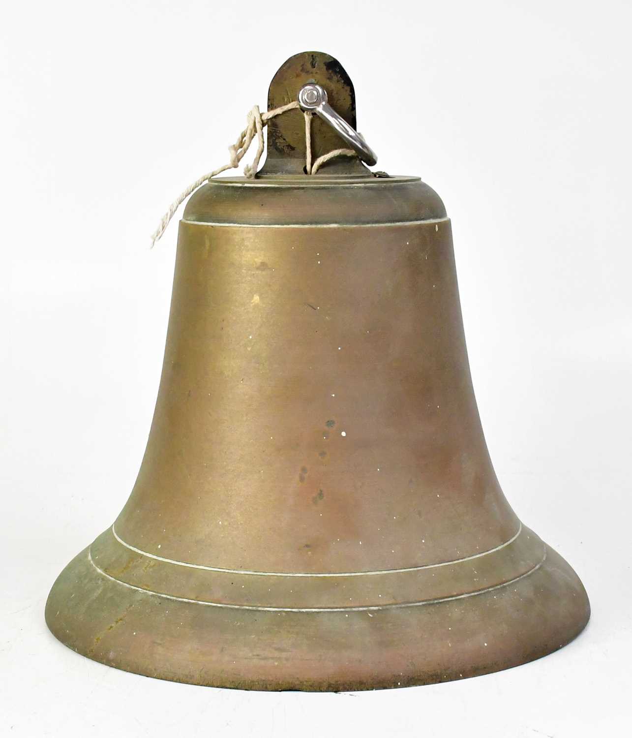 Lot 255 - A large brass ship's bell with later steel...