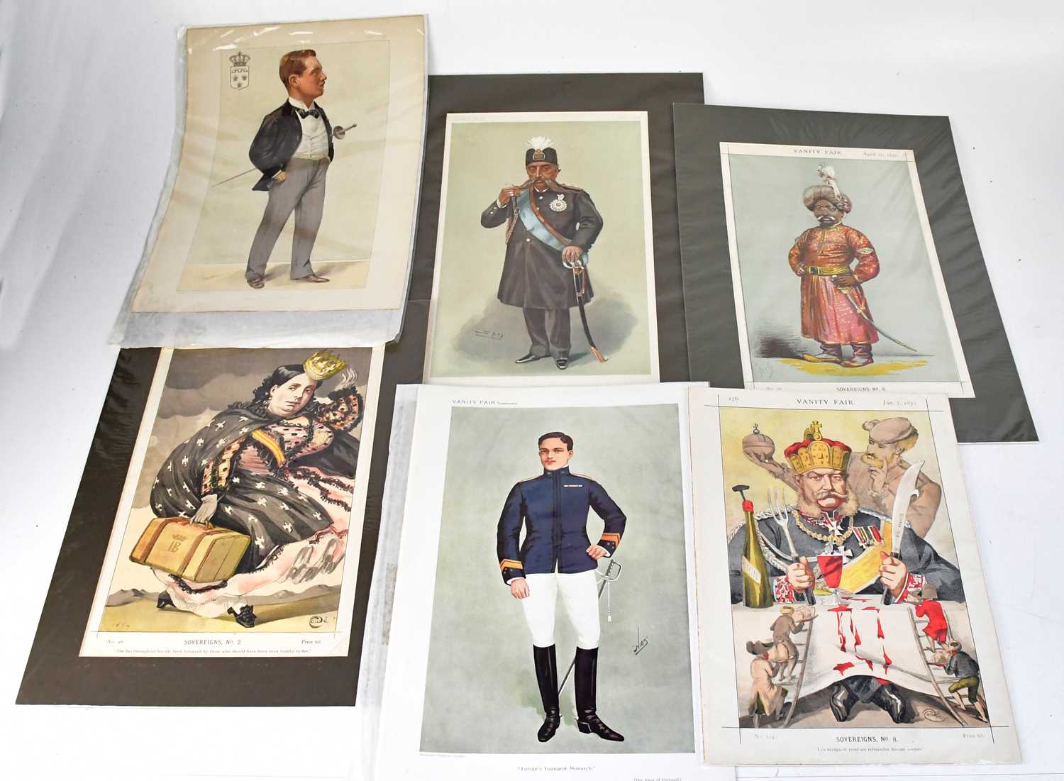 Lot 728 - Six Vanity Fair prints of sovereigns,...