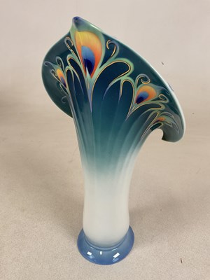 Lot 219 - FRANZ PORCELAIN; a peacock vase, numbered...