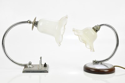 Lot 352 - Two Art Deco chrome desk lamps with milk and...