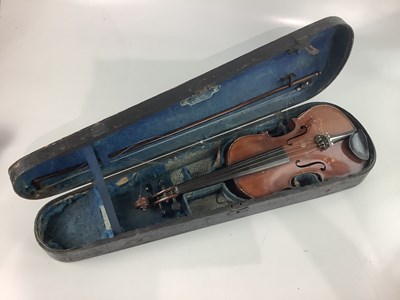 Lot 1665 - A two piece back unnamed half sized violin,...