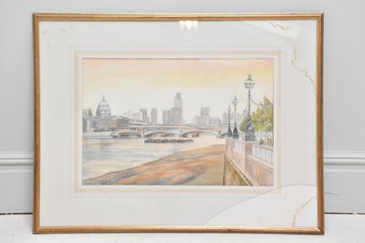 Lot 2302 - PAT TUCKER; watercolour, 'Whitefriars Bridge'...