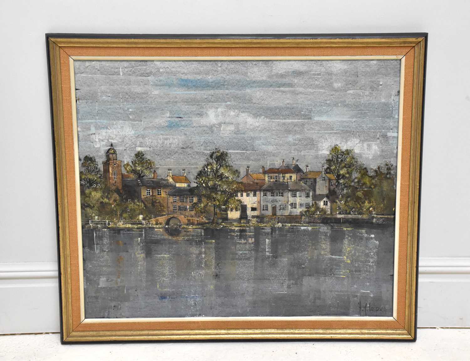 Lot 2329 - F J DEMPSEY; oil on canvas, buildings next to...