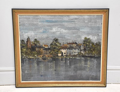 Lot 2329 - F J DEMPSEY; oil on canvas, buildings next to...