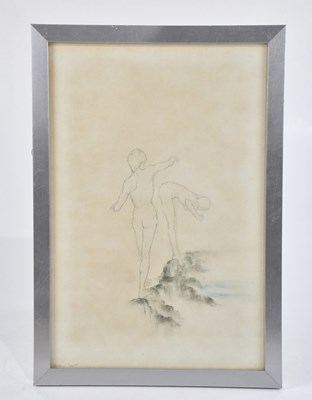 Lot 2214 - SUSAN PRESCOTT; pencil sketch, 'On the Rocks',...