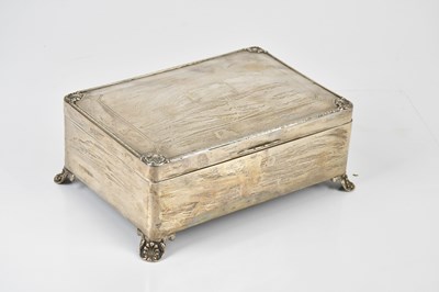Lot 2258 - A large George V hallmarked silver cigar box,...