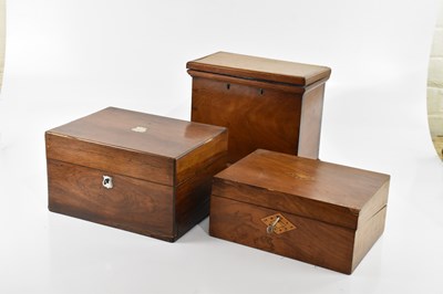 Lot 1414 - A Victorian rosewood writing slope with mother...