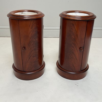 Lot 1159 - A pair of Victorian mahogany cylindrical pot...