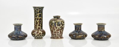 Lot 484 - COBRIDGE; five small vases, decorated in...