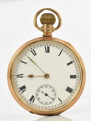 Lot 508 - A 9ct gold crown wind open faced pocket watch,...