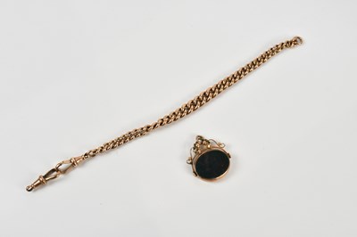 Lot 498 - A 9ct gold Albert chain, length 21cm,...