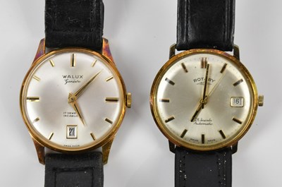 Lot 630 - ROTARY; a gentleman's gold plated wristwatch,...