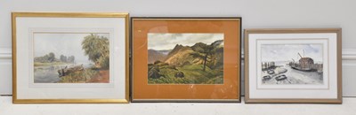 Lot 2212 - TIM MORTON; watercolour, harbour scene with...
