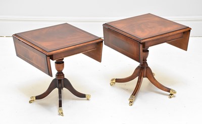 Lot 1132 - A pair of reproduction mahogany drop-leaf side...