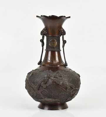 Lot 2344 - A Meiji period Japanese bronze twin handled...