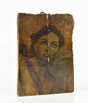 Lot 1381 - An antique icon wooden panel, with later...