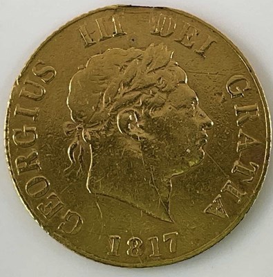 Lot 603 - A George III half sovereign, 1817, now...