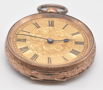Lot 586 - A 9ct gold key wind fob watch, with Roman...