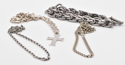 Lot 545 - Four silver chains, combined approx...