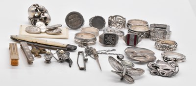 Lot 547 - A collection of silver rings, a pair of silver...