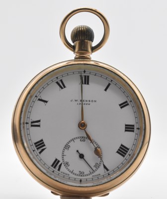 Lot 580 - J W BENSON; a 9ct yellow gold cased crown wind...