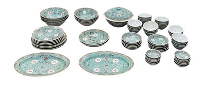 Lot 1041 - A modern Chinese turquoise ground part setting...