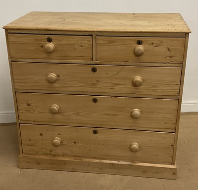 Lot 708 - A pine chest of two short over three long...