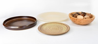 Lot 708 - A Ewenny Clay Pits stoneware plate with swirl...