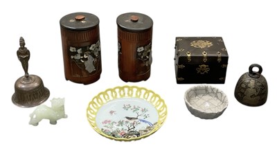 Lot 1034 - A pair of Japanese bamboo and mother of pearl...