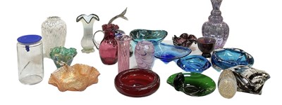 Lot 640 - ROYAL SCOT; a cranberry glass jug, height 21cm,...