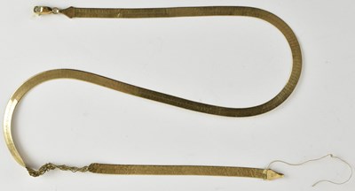 Lot 1288 - A 9ct gold flat braided necklace, length 47cm,...