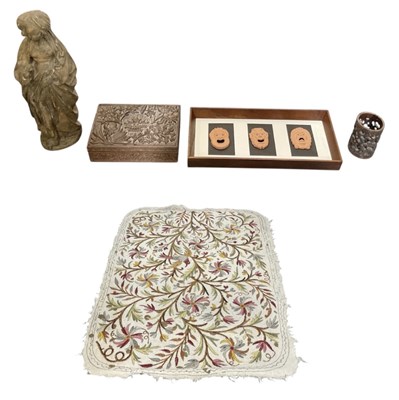 Lot 318 - A 1930s carved oak floral decorated lidded...