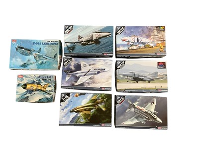 Lot 526 - ACADEMY; eight 1:48 scale model fighter jet...