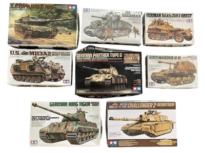 Lot 525 - TAMIYA; eight 1:35 model tank kits, including '...