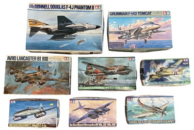 Lot 488 - TAMIYA; seven 1:48 scale model fighter plane...