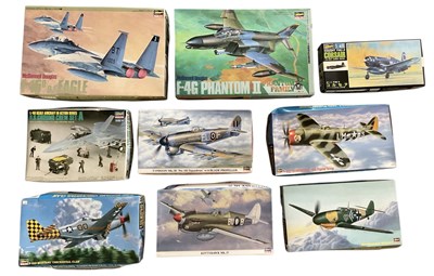 Lot 490 - HASEGAWA; nine 1:48 scale model fighter plane...