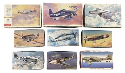 Lot 491 - HASEGAWA; seven 1:48 scale model fighter plane...