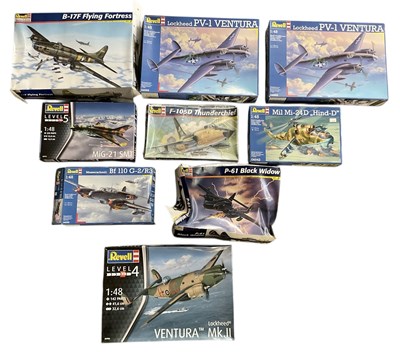 Lot 474 - REVELL; nine 1:48 scale model fighter plane...