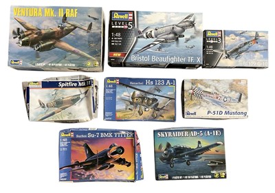 Lot 518 - REVELL; eight 1:48 scale model fighter plane...
