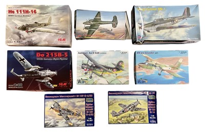 Lot 519 - A collection of eight 1:48 scale model fighter...