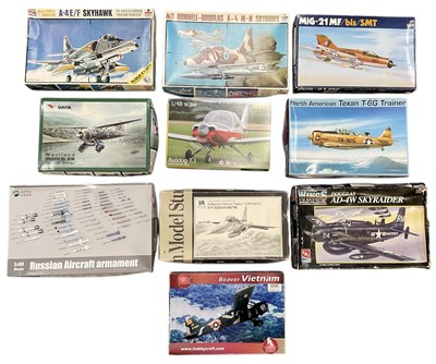 Lot 475 - A collection of ten 1:48 scale model fighter...